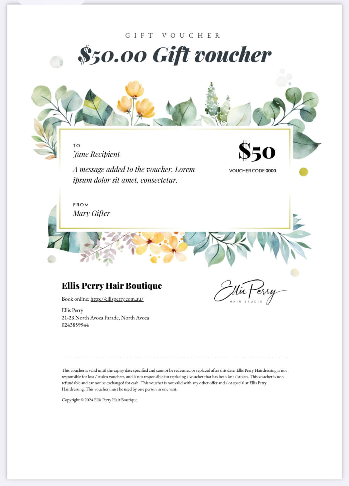 50 gift voucher central coast